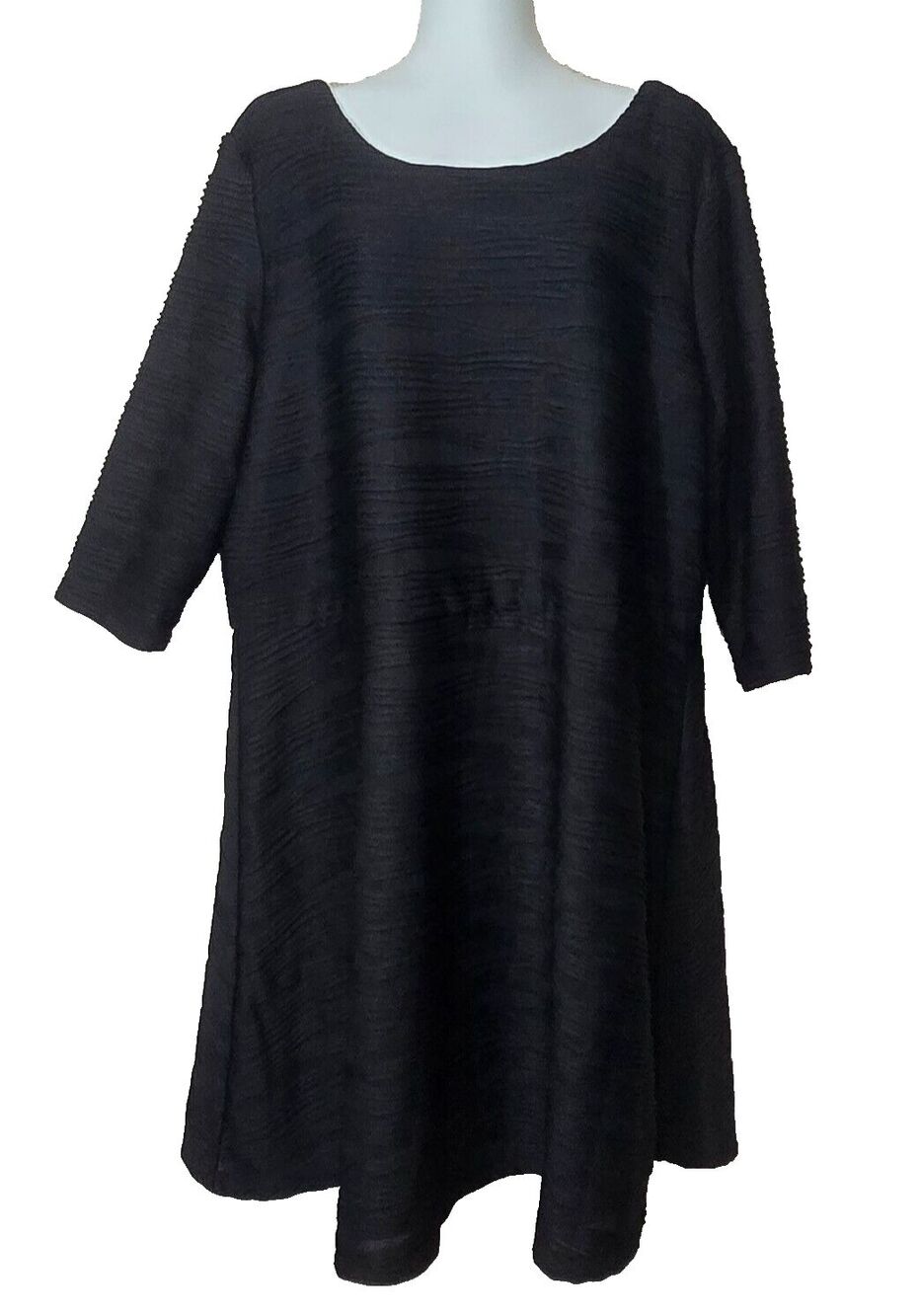 Northstyle Dress Womens 2X Black Textured Shift 3/4 Sleeve